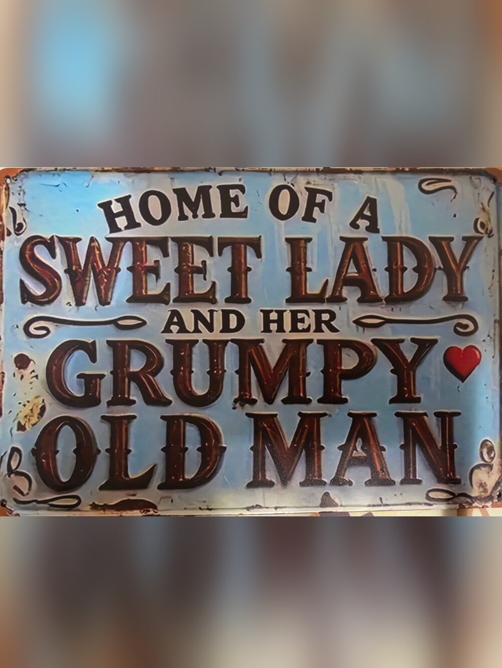 Vintage-Style Blue and Brown Wall Sign